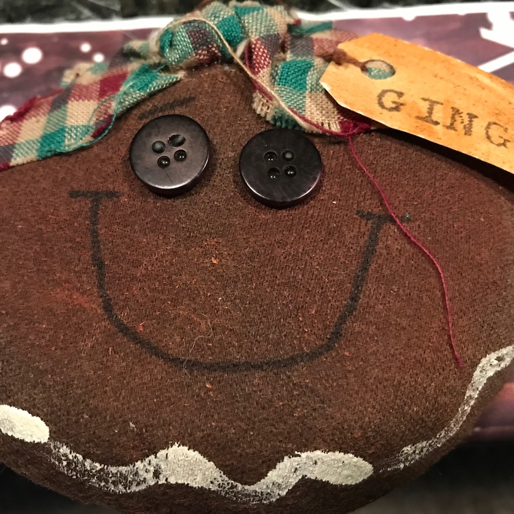 Hand Crafted Fabric Gingerbread Ginger Santa’s Cookie Plate Final Sale